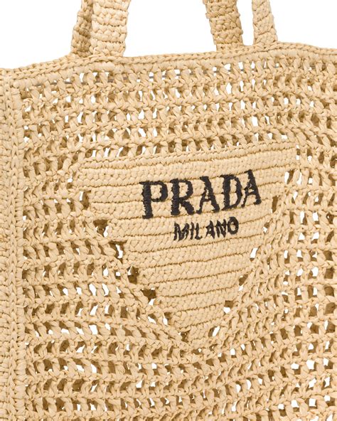 prada tote bag aus raphiabast|Prada recycled bags.